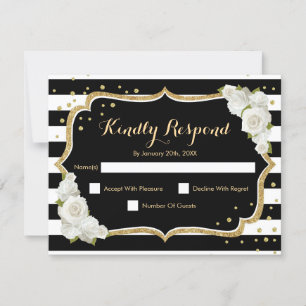 RSVP Birthday Party - Gold Black White Card
