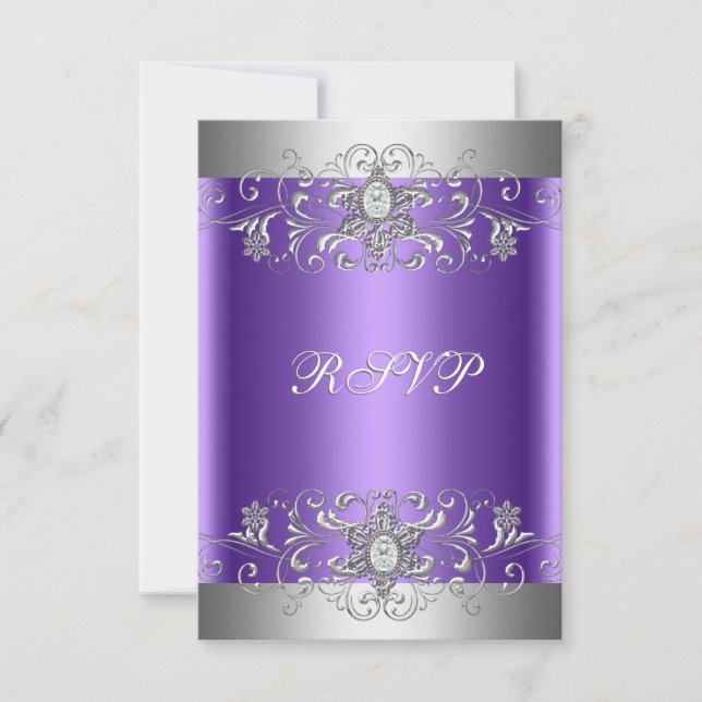 RSVP Birthday Party Purple Silver Diamond (Front)