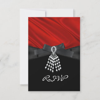 RSVP Birthday Party Red Silk Jewel Black White Card
