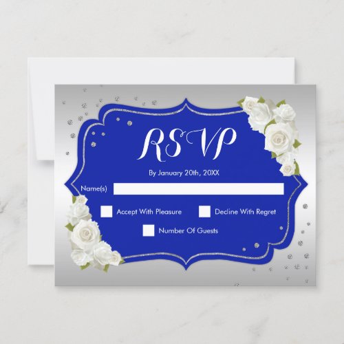 RSVP Birthday Party _ Royal Blue Silver White Card