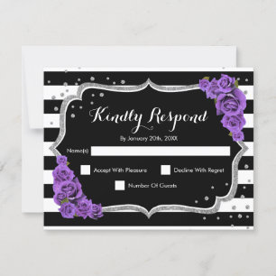 RSVP Birthday Party - Silver Black Purple Card