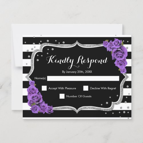 RSVP Birthday Party _ Silver Black Purple Card