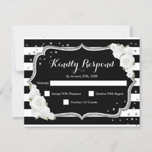 RSVP Birthday Party - Silver Black White Card