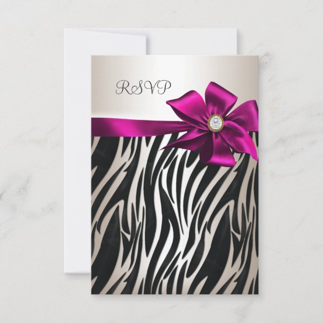RSVP Birthday Party Zebra White Cream Black Pink (Front)
