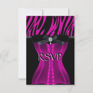 RSVP Birthday Pink Zebra Black Dress Card