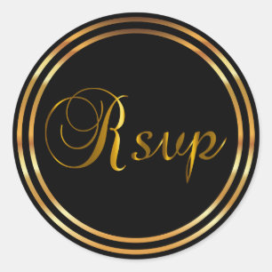 RSVP Black and Golden Classic Round Sticker