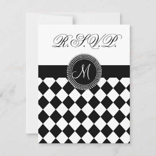 RSVP Black and White Monogram Wedding Card