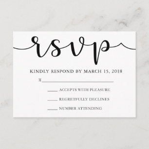 RSVP Black and White   Simple Calligraphy Card