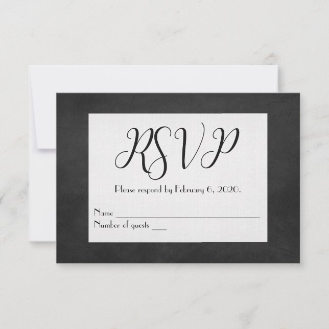 RSVP black chalkboard wedding Card (Front)