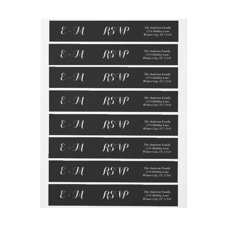RSVP Black or any Custom Color Wrap Around Label | Zazzle