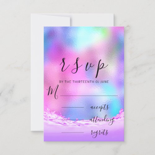 RSVP Black Pink Waves Beach Wedding