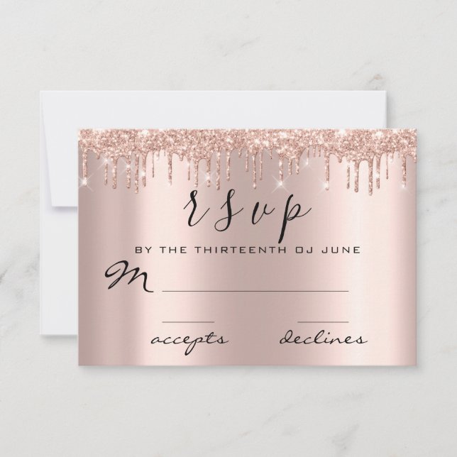 RSVP Black Rose Gold Glitter Drips (Front)