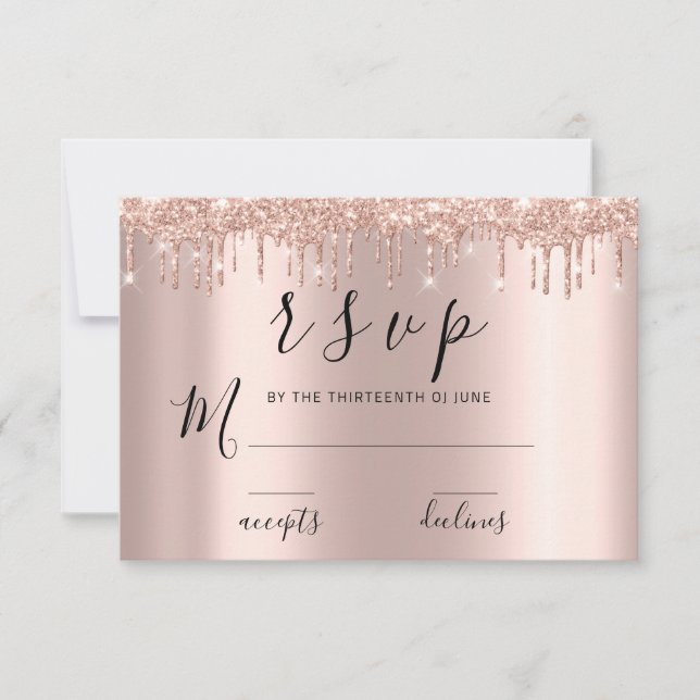 RSVP Black Rose Gold Glitter Drips (Front)