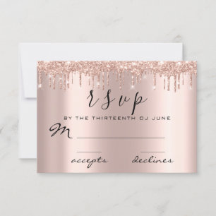 RSVP Black Rose Gold Glitter Drips Card