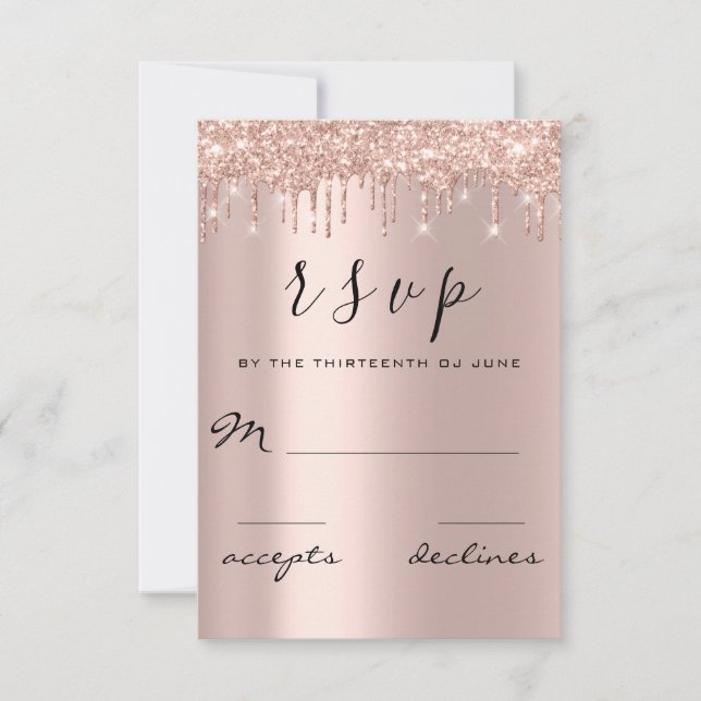 RSVP Black Rose Gold Glitter Drips Lux (Front)