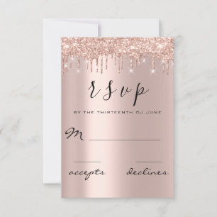 RSVP Black Rose Gold Glitter Drips Lux Card