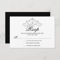 RSVP Black White Spanish Quinceañera Quince
