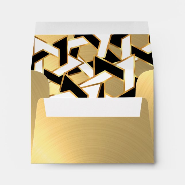 RSVP Black White Star of David Gold Envelope (Back (Bottom))