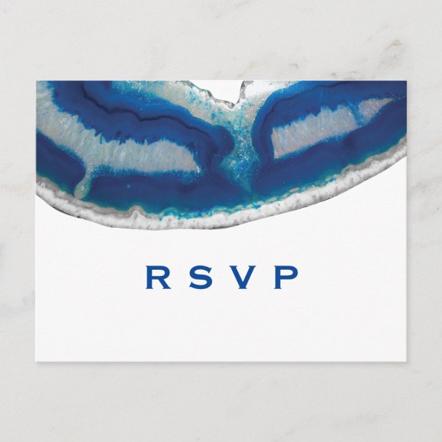 RSVP | Blue Agate Wedding Invitation Postcard (Front)