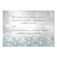 RSVP Blue Pearl Snowflake Christmas Party Card