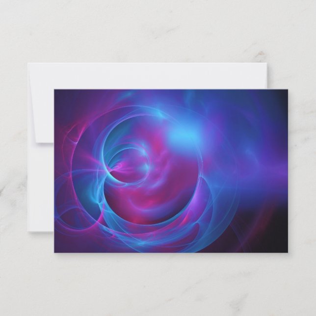 RSVP Blue Violet and Pink Cosmic Swirly Fractal Card (Front)