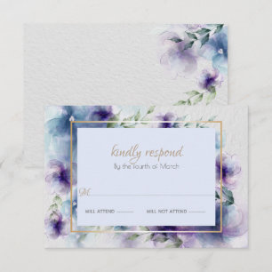 RSVP Blue-Violet Translucent Watercolor Flowers Card