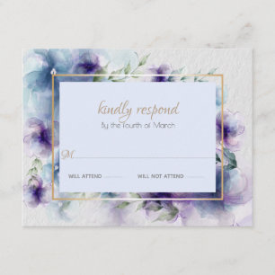 RSVP Blue-Violet Translucent Watercolor Flowers Enclosure Card