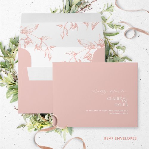 RSVP Blush Pink Elegant Modern and Formal Floral Envelope