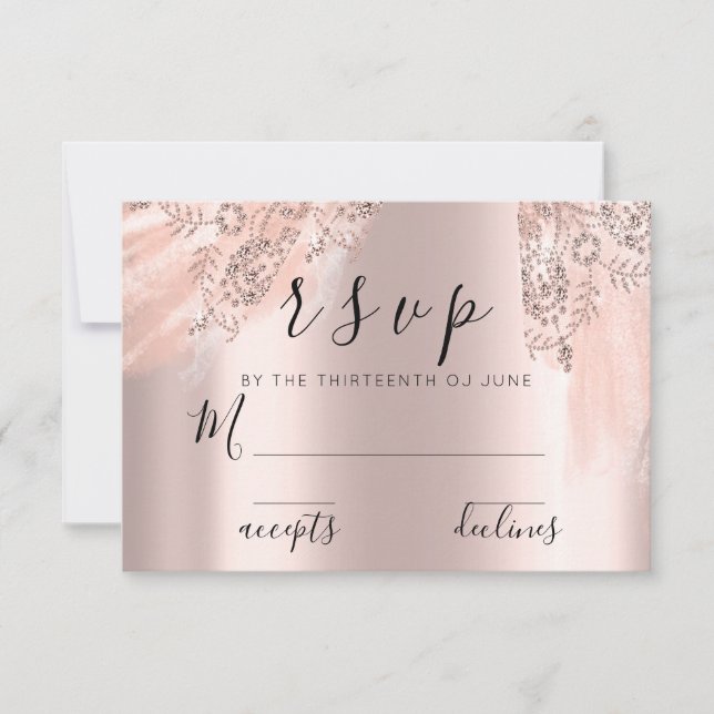 RSVP Blush Sweet 16th Dress Bridal Shower Rose Card (Front)