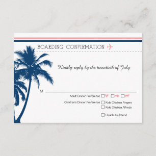 RSVP Boarding Pass Navy Blue & Blush Pink