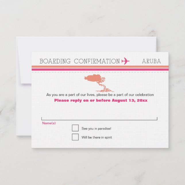 RSVP Boarding Pass TO Aruba (Front)