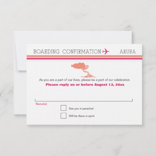 RSVP Boarding Pass TO Aruba