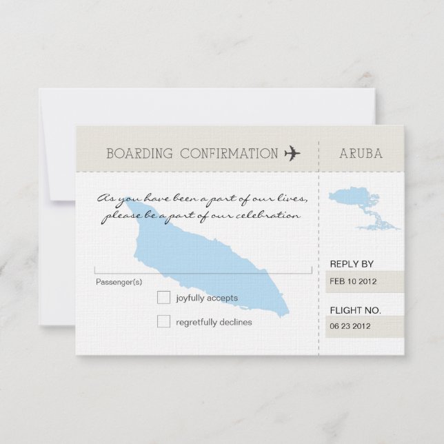 RSVP Boarding Pass TO Aruba (Front)
