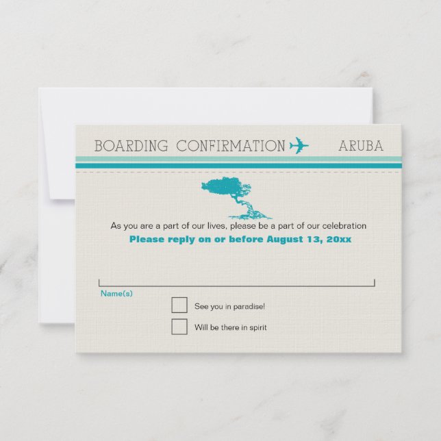 RSVP Boarding Pass TO Aruba (Front)