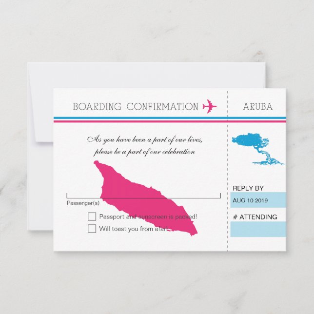 RSVP Boarding Pass TO Aruba (Front)