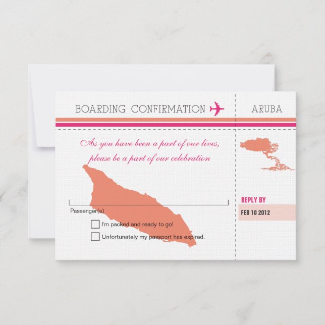 RSVP Boarding Pass TO Aruba (Front)