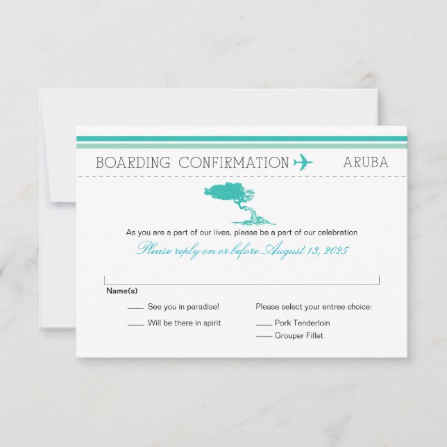 RSVP Boarding Pass TO Aruba (Front)