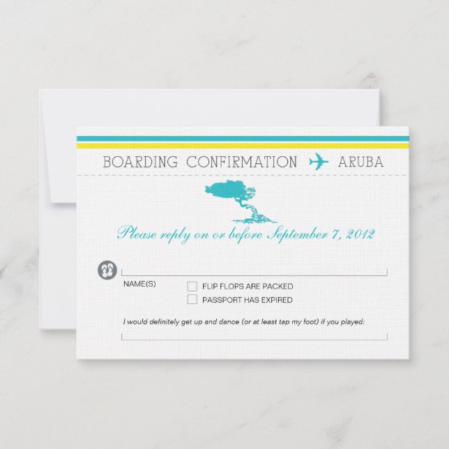 RSVP Boarding Pass TO Aruba Card (Front)