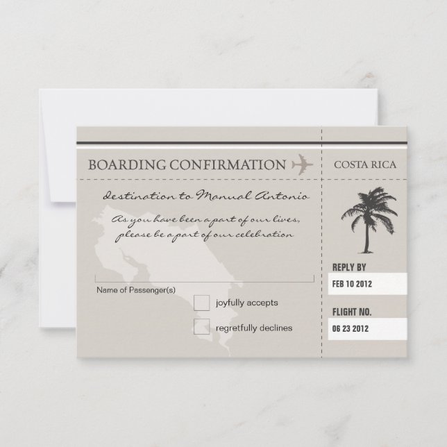 RSVP Boarding Pass TO COSTA RICA (Front)