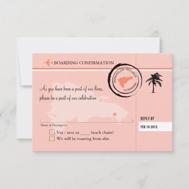 RSVP Boarding Pass TO Dominican Republic (Front)
