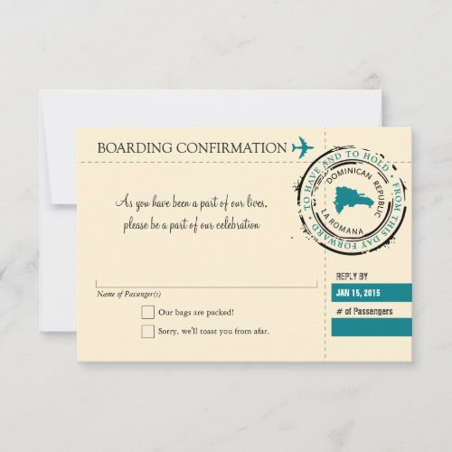 RSVP Boarding Pass TO Dominican Republic