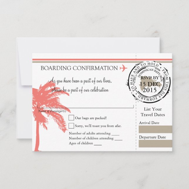 RSVP Boarding Pass TO Dominican Republic (Front)