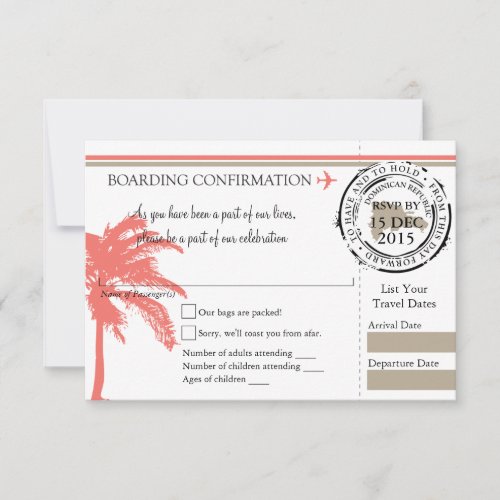 RSVP Boarding Pass TO Dominican Republic