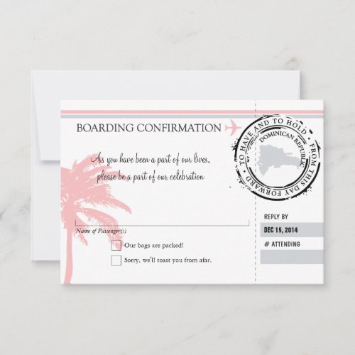 RSVP Boarding Pass TO Dominican Republic Invitation