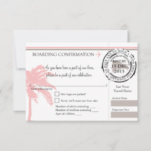 RSVP Boarding Pass TO Dominican Republic Pink