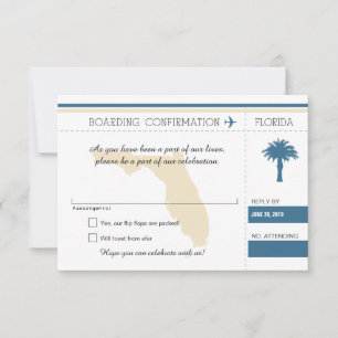 RSVP Boarding Pass TO Florida Blue & Cream