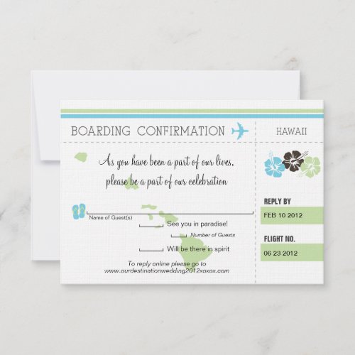 RSVP Boarding Pass TO Hawaii