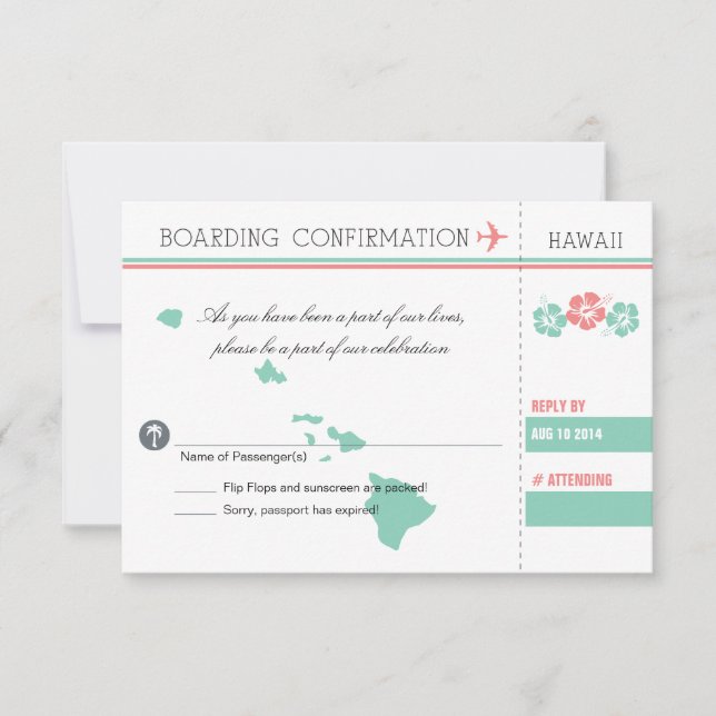 RSVP Boarding Pass TO HAWAII (Front)