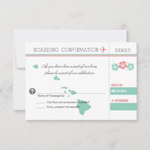 RSVP Boarding Pass TO HAWAII