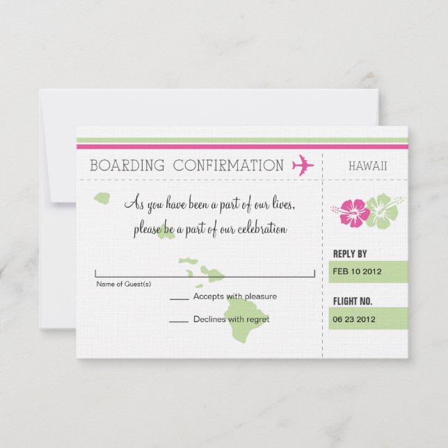 RSVP Boarding Pass TO Hawaii Card (Front)